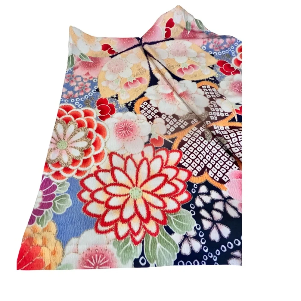 “Antique Japanese Flowers” Pink White Wild Roses Kimono Style Shower Curtain